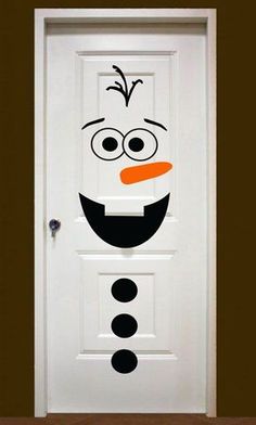 a door decorated with an image of a snowman