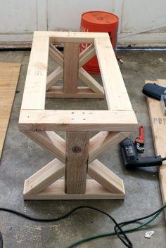 a table made out of wood and some tools