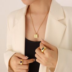 Meet your new favorite accessory: the Lego Chic Necklace. This playful piece features a charming block pendant that brings a touch of nostalgia and whimsy to your look. Perfect for adding a quirky twist to any outfit, this necklace is a conversation starter and a style statement all in one. Layer it with other pieces or let it stand out solo – either way, you’re set to make a chic impression. Both chains are solid 18 karat gold and 20 inches long with a 2-inch extension to fine-tune the perfect Chic Necklace With Rectangular Pendant For Gift, Chic Rectangular Pendant Necklaces For Gifts, Chic Rectangle Pendant Necklace For Gift, Trendy Necklace With Rectangular Pendant For Gift, Chic Rectangular Necklaces For Gifts, Square Pendant Necklace, Chic Necklace, Square Pendant, Style Statement