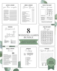 the 8 wedding games bundle is shown in green and white