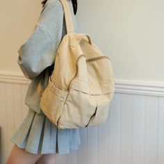 UAKISS - Design Women's Big Cloth Backpacks 2024 Y2K Korean Fashion Solid Color Backpack Lady Travel Simple Back Packs SIZE: (Width)32cm * (Height)39cm * (Thickness)15cm Casual Beige Backpack For School, Beige School Backpack With Large Capacity, Beige Large Capacity Backpack For School, Beige Canvas Backpack For School, Khaki Backpack With Zipper Pocket, Beige Canvas School Backpack, Beige Backpack With Zipper Pocket For Back To School, Beige Canvas Bag For School, Casual Beige Backpack With Zipper Pocket