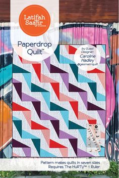 Latifah Saafir Studios Paperdrop Quilt pattern half-rectangle  Hurty 1 ruler 3 dimensional ribbons baby to king size Cascade Design, Triangle Ruler, Quilt In A Day, Baby Throw, Flowing Fabric, King Size Quilt, Quilt Guild, Triangle Quilt, Half Square Triangles