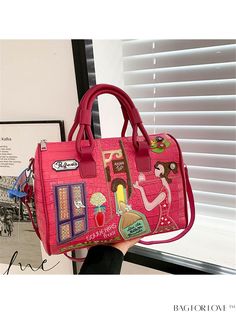 BagForLove - Stylish Cartoon Character Embroidered Square Shoulder Bag for Women Rectangular Shoulder Bag With Embroidered Logo For Shopping, Embroidered Double Handle Spring Bags, Multicolor Bags With Embroidered Logo For Everyday Use, Travel Crossbody Shoulder Bag With Embroidered Logo, Travel Crossbody Bag With Embroidered Logo, Pink Bags With Embroidered Logo For Daily Use, Trendy Embroidered Travel Bag, Trendy Shoulder Bag With Embroidered Logo For Travel, Trendy Shoulder Bag With Embroidered Logo For Daily Use