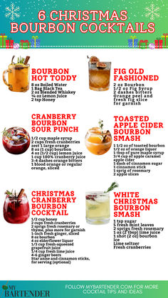 Christmas Bourbon Cocktails Pretty Christmas Drinks, Christmas Bourbon Cocktails, Coconut Milk Cocktail, Holiday Party Punch, Hot Chocolate Toppings, Bourbon Apple Cider, Orange Liquor