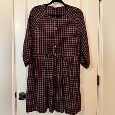 Madewell Plaid Flannel Raglan Dress, Size 4. New Without Tags Raglan Dress, Madewell Plaid, Madewell Dress, 4 Dresses, Madewell Dresses, Plaid Flannel, Madewell, Black Pink, Size 4