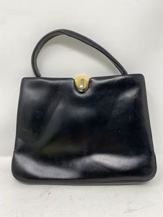 Bag Measures 8" x 10.5"  See Photos for any minor spotting flaws Vintage Black Handbag, Gucci Designer, Zine Design, Vintage Purse, Vintage Purses, Purses Designer, Black Handbags, Gold Design, Vintage Black