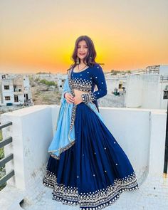 *Lehnga : Heavy Georgette* *Work : Embroidery* *Inner : Inner Silk* *Flair : 3.50 MTR with CAN-CAN* *Type : Semi-Stitched* *Blouse Febric : Heavy Georgette* *Sleeves : Full* *Work: Embroidery Work* *Inner : Inner silk* *Duppta Febric: Georgette* *Work : Embroidery with four Motti lace border Work* *Size : 2.30 MTR * choli Stitching Type -unstitched Work : Embroidered Occasion : Function, Festival,Wedding,Evening,Etc. Garment Care : Dry Clean Only Ready To Dispatch Note:-Image is For Reference Pu Indian Lengha, Lehenga Choli Designs, Indian Wedding Lehenga, Bridesmaid Lehenga, Party Wear Lehenga Choli, Bollywood Lehenga, Lengha Choli, Blue Lehenga, Lehenga Skirt