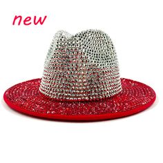 Colorblock new rhinestone fedora new men's and women's party hats flash hats wide brim fedoras magic Glitter Hat, Fedora Hat Women, Hat Wide Brim, Hepburn Style, Wide Brim Fedora, Party Hat, Fedora Hat, Ladies Party, New Man