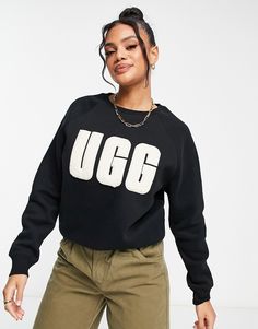 Hoodies & Sweatshirts by UGG Laid-back looks Crew neck Logo embroidery detail Ribbed trim Regular fit Logo Print Sweater For Winter Loungewear, Trendy Long Sleeve Logo Sweatshirt, Winter Athleisure Sweatshirt With Logo, Black Logo Sweater For Fall, Fall Logo Sweatshirt In Athleisure Style, Winter Relaxed Fit Sweater With Logo, Casual Logo Sweater For Streetwear, Casual Black Sweater With Logo, Casual Streetwear Sweater With Logo