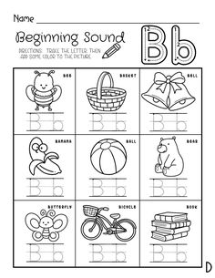 the beginning sound worksheet for children to learn how to read and practice letters