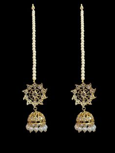 guluband with jhumka Made using shell pearls with Cz polki and gold plating Width of choker is 1.1 inch Length is 11.5 inch Adjustable Gold Kundan Necklace With Latkans, Traditional Pearl Danglers For Wedding, Pearl Chandbali Jhumkas In Temple Jewelry Style, Pearl Chandbali Temple Jewelry Jhumkas, Pearl Chandbali Temple Jhumkas, White Stone Work Jhumkas For Eid, White Jhumkas With Stone Work For Eid, Gold Pearl Chandbali Jhumkas, Gold Chandbali Jhumkas With Pearls