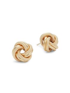 14K Yellow Gold Knot Stud Earrings Knot Stud Earrings, Knot Studs, Twist Knot, Valentines Gifts For Her, Gold Finish, Rose Gold Ring, Saks Fifth, Saks Fifth Avenue, Rope Bracelet