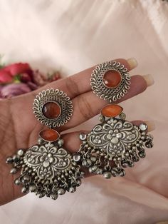 Light weight 3 inches Silver Look Alike Jewellery, Handmade Luxury Earrings For Diwali, Luxury Fusion Jhumkas As Gift, Luxury Diwali Jewelry With Motifs, Luxury Handmade Earrings For Diwali, Luxury Festive Earrings With Oxidized Finish, Luxury Heavy Fusion Earrings, Jhumkas Aesthetic, Pearl Blouse