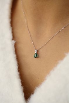 14k Solid White Gold Emerald Necklace 14k Gold Emerald Teardrop Necklace, May Birthstone Necklace PLEASE READ DESCRIPTION PAY ATTENTION-1: Under cheap price does not mean good quality. Good quality product will not cause you any trouble in the future. Thats why we, as Edda Jewelry, give priority