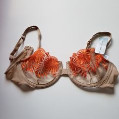 Wacoal Bra Size 34c Orange And Nude Lace See Through New With Tags So Sexy Full Cup Beige Bra For Summer, Summer Full Cup Beige Bra, Beige Full Cup Bra For Summer, Spring Beige Full Cup Bra, Beige Push-up Bra For Summer, Summer Full Cup Padded Bra, Sheer Bra For Party In Spring, Sheer Party Bra For Spring, Beige Fitted Bra For Beach