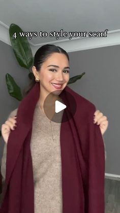 Winter Scarf Wearing Styles, How To Wear A Bulky Scarf, How To Wear A Large Rectangular Scarf, Oversized Scarf How To Wear, Different Ways To Wear Scarf, How To Wear A Shawl Scarf, Style A Pashmina, How To Wear A Winter Scarf, How To Tie A Winter Scarf