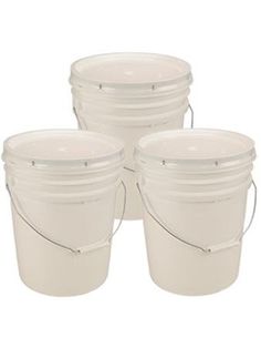 four buckets with handles and lids