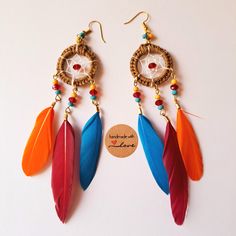 Boho Earrings- Feather Hoop Earrings-  Dream Catcher Earrings Earrings Feather, Dream Catcher Earrings, Jewelry Earrings Hoops, Slovenia, Boho Earrings, Dream Catcher, Jewelry Earrings, Hoop Earrings, Ships