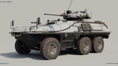 an armored vehicle is shown on a gray background, with no wheels or rims