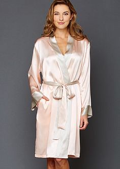 Simplicity Silk Robe Silk Fitted Robe For Loungewear, Fitted Silk Robe For Loungewear, Elegant Spring Kimono For Home, Satin Robe For Daywear, Elegant Satin Finish Robe For Loungewear, Luxury Satin Robe For Daywear, Elegant Spring Loungewear Robe, Elegant Spring Home Robe, Fitted Silk Robe For Daywear