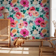 A cozy room corner featuring rattan furniture Watercolor Flowers Wallpaper, Romantic Ambiance, Banana Leaf Wallpaper, Pink Flowers Wallpaper, Pink Watercolor Flower, Botanical Wallpaper, Breathtaking Beauty, Flowers Wallpaper, Delicate Flowers