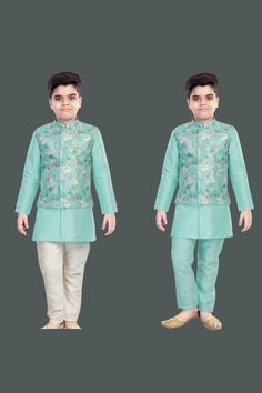 Just in! This unique Kids Boys Kurta Jacket Pajama Turquoise set Kids 1-14 yrs Dress Readymade Ethnic Party Wear Festive Wear free shipping for $49.99. #EmbroideryCollar #FestiveWear #IndianBoysDress #IndianKurtaPajama #TraditionalWedding #IndianPartyWear #BoysKurtaPajama #KidsBoysKurta #SpecialOccasions #ReadymadeDress Traditional Blue Sherwani For Spring, Blue Sherwani For Spring Festive Occasions, Blue Sherwani For Festive Spring Occasions, Blue Sherwani For Spring Festivities, Green Sherwani For Festive Spring Occasion, Spring Blue Traditional Sherwani, Blue Traditional Sherwani For Spring, Green Long Sleeve Sherwani For Spring, Festive Turquoise Long Sleeve Sets