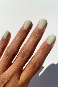 Nails Sage Green, Sage Green Nails, Green Nail Designs, Green Nail Polish, Vegan Nail Polish, Green Nail, Shellac Nails, Easter Nails