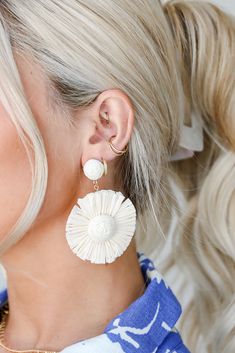 Finish off any of your favorite summery looks with a bold and colorful addition like the Gemma Straw Statement Earrings! These cute earrings feature a straw circle design with a stud post back! Style the Gemma Earrings with any outfit to instantly upgrade your vacay look! Available in 2 colors. Straw Circle Stud Post Back One Size | Length 2.75” Summer Adjustable Circle Earrings, Adjustable Circle Earrings For Summer, Summer Beach Circular Jewelry, Summer Beach Circle Jewelry, Circular Summer Beach Jewelry, Trendy Circular Earrings For Summer, Trendy Circular Summer Earrings, Trendy Circle Earrings For Spring, Trendy Beige Jewelry For Spring