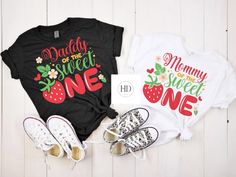 Sweet One Matching Family tee or long sleeve tee  Unisex sizing adult S - 4XL Unisex sizing youth XS - XL Adult tees are Bella Canvas  Adult long sleeves are Gildan  Youth tees are Gildan & Hanes  Youth sleeve are Gildan  Available colors: White Black  Light pink Sport grey Casual Pre-shrunk T-shirt For First Birthday, Casual T-shirt With Funny Print For First Birthday, Casual Crew Neck T-shirt For First Birthday, Red Cotton T-shirt For First Birthday, Casual Tops With Name Print For First Birthday, Casual Tops With Custom Print For First Birthday, Crew Neck T-shirt For First Birthday In Spring, One Strawberry, Family Birthday Shirts