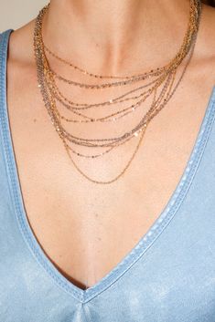 Layered Necklace Gold & Silver Double Layered Chain (all one piece) 14" in length with 3.5" extender Lobster claw closure Layered Necklace Gold, Layered Chain, Layered Chains, Gold Necklace Layered, Layered Necklace, Necklace Gold, Layered Necklaces, Lobster Claw, Double Layer