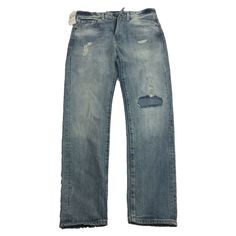 Description: Nwt Levi's Made & Crafted Shuttle Standard Denim Jeans Men's Size 30x32 There Is Damage Where The Coin Is Placed, Please Refer To The Pictures. Measurements: Waist - 15 (30) In Inseam - 31 In Leg Opening - 6 In We Have Tried To Be As Accurate As Possible For Our Measurements So Please Understand If There Is An Error Of Up To 1 Inch In Measurements. Shipping: All Items Within The Usa Will Be Shipped Via Usps With Delivery Confirmation Tracking Number Which Allows You To Track Your Pa Levi's Light Wash Rigid Denim Jeans, Levi's Denim Blue Rigid Denim Jeans, Rugged Ripped Medium Wash Jeans, Rugged Fitted Blue Jeans, Fitted Rugged Blue Jeans, Casual Light Wash Selvedge Jeans, Blue Rugged Fitted Jeans, Levi's Medium Wash Jeans With Five Pockets, Ripped Dark Wash Recycled Denim Jeans