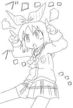 a drawing of a girl with her arms in the air