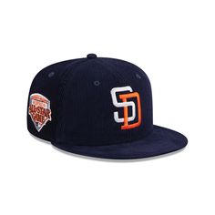 San Diego Padres Throwback Corduroy 59FIFTY Fitted Cap Sd Logo, Shoe Palace, Fitted Baseball Caps, 59fifty Hats, New Era Hat, New Era Hats, Stylish Hats, Navy Fashion