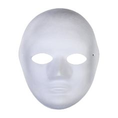 a white mask with two eyes on it