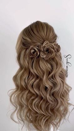 Down Bridal Hairstyles, Braid Half Up, Half Up Half Down Bridal, Flower Braid, Braid Half Up Half Down, Halloweenský Makeup, Up Dos For Prom, Flower Braids