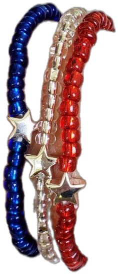 Silver Jewelry For 4th Of July Gift, Silver Jewelry Gift For 4th Of July, Red Star-shaped Beaded Jewelry, Patriotic Bracelets For 4th Of July Gift, Red Star-shaped Bracelet For Gift, Star-shaped Red Bracelets As Gifts, Patriotic Blue Star Jewelry, Patriotic Blue Star Shaped Jewelry, Patriotic Blue Star-shaped Jewelry