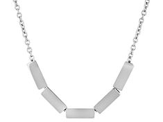 Sophisticated Steel® stainless steel tube bar adjustable necklace. Measures approximately 18 inches in length by 1/8 of an inch width and has a lobster claw clasp. Chain is adjustable from 18 to 20 inches. Stainless Steel Tubing, Adjustable Necklace, Lobster Claw, Diamond Necklace, Silver Necklace, Stainless Steel, Bar, Chain, Silver