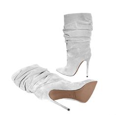 Wedding Shoes Low Heel, Gray Boots, Boots Heel, Pointed Toe Boots, Grey Boots, Stiletto Boots, Shoe Boot Sandals, Gorgeous Shoes, Dream Shoes