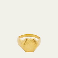 Gurhan handcrafted signet ring 22-karat yellow gold Hammered finish Wipe clean Imported