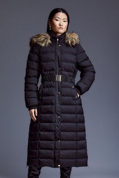 Designed For Utmost Warmth, This Longline Coat Is Crafted From Heat Sealing Puffer Fabric, Making It The Ultimate Trend-Forward Yet Protective Layer. Featuring A Cable Belt That Adds Form To The Silhouette, While A Faux Fur Hood Adds Luxury Detailing. Sumptuous Quilted Detail Allows For A Sleek And Seamless Fit.Longline Lengthlong Sleevescable Beltfur Hood Longline Jacket, Longline Coat, Fabric Making, Quilted Coat, Fur Hood, Shop Mens Clothing, Karen Millen, Fashion Face, Body Fit