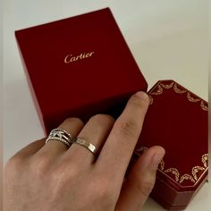 Selling My Cartier Ring - Barely Worn! It Is A Size 61 Which Is Closer To A Size 9 Us There Is A Engraving Inside That Says Forever Yours It Was An Anniversary Gift But Sadly The Ring Is Too Big For Me It Will Be Perfect For An Anniversary Gift! Comes With Box And Ring Box * I Am Willing To Trade For A Different Size Or Ring Just Dm Me Posh Will Authenticate Cartier Love Ring Stack, Love Ring Stack, Jewelry Cartier, Cartier Love Ring, Cartier Jewelry, Cartier Love, Forever Yours, Cartier Ring, Love Ring