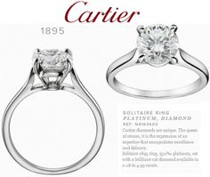 an advertisement for a diamond ring with the name cartier on it and description below