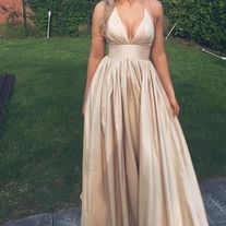 lovingdress on Storenvy Long Elegant Prom Dresses, Champagne Formal Dresses, Party Dresses Uk, Champagne Prom Dress, Halter Prom Dresses, Simple Prom Dress, V Neck Prom Dresses, Graduation Dresses, Elegant Prom Dresses