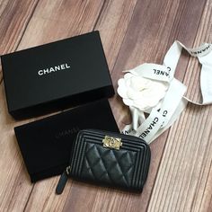 Authentic Chanel Iridescent (Purple/Green) Goatskin Quilted Boy Zip Around Coin Purse Wallet In Black. This Beautiful, Diamond Quilted Goatskin Leather Is A Metallic Black That Has A Purple And Green Mermaid Sheen And Is In Excellent Condition. It Has A Silver Faux Boy Lock (With Minimal Scratches) And Is From 2017 And Made In Italy. I Purchased This Wallet From Fashionphile Several Years Ago, And Have Only Used It A Few Times. It Will Come With The Wallet, Box, Dust Bag, Care Cards, Authenticit Iridescent Purple, Green Mermaid, Coin Purse Wallet, Purple And Green, Chanel Bags, Diamond Quilt, Purple Green, Chanel Bag, Purse Wallet