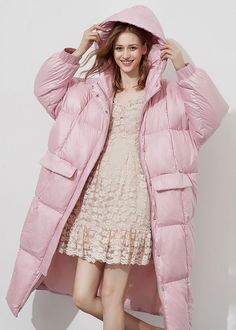 Stay warm and cozy in style this winter with this thick, hooded, pink women's puffer jacket. Fluff yourself up and stay fabulously fashionable - no matter how cold it gets! Fixed hood Lined, with 90% 600-fill-power down, 10% feather fill Polyester Front zip closure with snap storm flap Elastic cuffs Women's winter coat Machine wash, tumble dry Item #310241 Size info XS=US2=UK6=EU32 S=US4-6=UK8-10=EU34-36 M=US8-10=UK12-14=EU38-40 L=US12=UK16=EU42 ★★ It would be helpful if you provided your height Winter Oversized Duck Down Outerwear, Oversized Duck Down Parka With Long Sleeves, Trendy Hooded Jacket For Winter, Trendy Hooded Jacket For Cold Winter Weather, Cold Weather Winter Puffer Jacket, Winter Down Puffer Outerwear, Duck Down Puffer Parka For Fall, Warm Puffer Jacket For Winter, Warm Puffer Jacket For Winter Wear