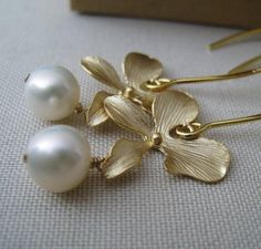 Bridesmaid Orchid Earrings, gift, pearl earrings, Bridesmaid Bridal jewelry, island wedding, sale Elegant Yellow Gold Flower Pearl Earrings, Elegant Yellow Gold Flower-shaped Pearl Earrings, Elegant Gold Flower Pearl Earrings, Elegant Gold Flower Shaped Pearl Earrings, Elegant Gold Flower-shaped Pearl Earrings, Yellow Gold Flower Pearl Earrings For Wedding, Gold Delicate Pearl Earrings For Bridesmaid, Jewelry Island, Bridesmaid Pearl Earrings