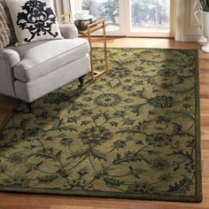 a living room filled with furniture and a large rug on top of a hard wood floor