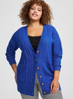 FIT Model is 5'9” wearing size 1. . Measures 34” from shoulder (size 2). MATERIALS + CARE Vegan Cashmere fabric: A luxe, cashmere-like brushed fabric with a soft, cozy feel that’s never heavy. So easy to dress up or down. . Stretch level: Medium. . 35% acrylic, 25% polyester, 22% recycled polyester, 15% nylon, 3% spandex. . Machine wash cold. Line dry. . Imported. . DETAILS V-neck. Button front. Long sleeves. . Front pockets. The best plus size women's boyfriend cardigan softest sweater cardigan Denim Bolero, Ivory Cardigan, Cardigan For Women, New Street Style, Boyfriend Cardigan, Cashmere Fabric, 2024 Christmas, Pocket Cardigan, Womens Cashmere