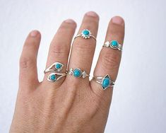 "Turquoise Statement Ring - Boho Ring - Turquoise Ring - Boho Jewelry - Turquoise Jewelry - Turquoise Sterling Silver Ring I am obsessed with jewelry and my favorite are rings. Statement rings are one of my favorite because they are so fun!, and there are SO many possibilities! Add statement style to any look with this gorgeous ring, featuring a turquoise stone on a 925 sterling silver base ring. A stunning statement ring. This list is for ONE turquoise ring. Please chose your favorite in drop b Unique Stackable Turquoise Ring, Turquoise Open Ring Midi Rings As Gift, Turquoise Open Midi Rings As Gift, Bohemian Turquoise Midi Rings As Gift, Blue Bohemian Stackable Rings, Handmade Turquoise Toe Rings, Turquoise Statement Ring, Turquoise Rings, Boho Ring