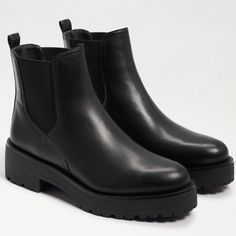 Brand New. Waterproof Black Plain Toe Chelsea Boots With Rubber Sole, Classic Black Chelsea Boots With Lug Sole, Black Chelsea Boots With Rubber Sole, Black Waterproof Ankle Boots With Lug Sole, Black Leather Waterproof Ankle-high Boots, Black Leather Ankle-high Waterproof Boots, Black Waterproof Chelsea Boots For Work, Black Chelsea Boots With Vibram Sole For Work, Modern Black Boots With Removable Insole